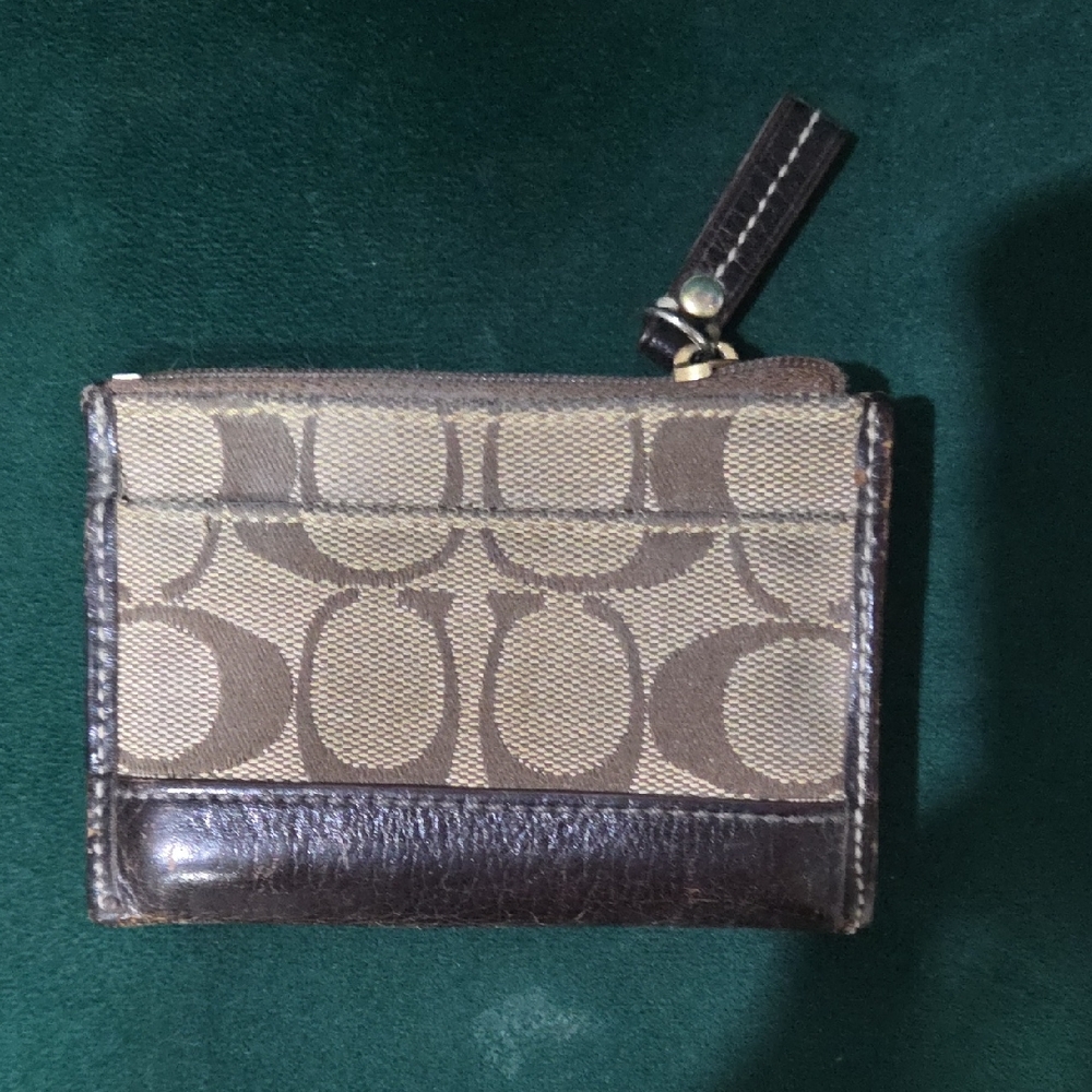 Vintage Coach Signature Collection Brown Monogram Card Holder